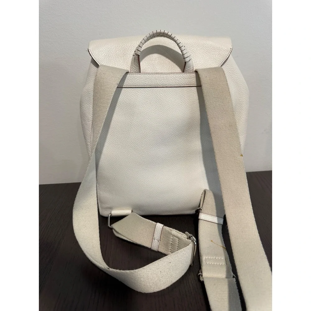 Nordstrom Pebbled Leather Flap Backpack‎ Women OS Off White Minimalist Chic